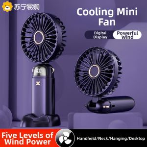 Portable Handheld Mini USB Charging Folding Electric Fan for Office Outdoor Children Students Strong Neck Mounted 2024 New Model