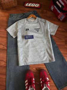 LIUBU | Cleanfit Grey Patchwork Print Mens Summer Tshirt