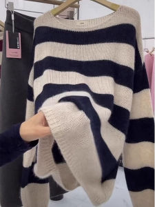 New Fashionable French Style Soft Striped Womens Sweater
