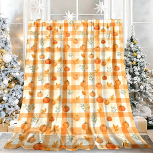Beast Kingdom | Cute Halloween Ghost Pumpkin Bow Flannel Blanket Soft Fuzzy Plush Cozy Warm Throw for Sofa Bed Couch Home Decor