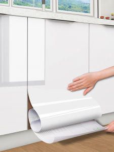 White Kitchen Cabinet Door Renovation Stickers Self Adhesive Waterproof Oil Proof Moisture Proof Furniture Color Change Film