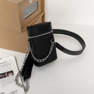 Fashionable Korean Style Mens Crossbody Bag Small Chain Smoke Box Phone Bag Street Trend Hard Shell Summer 2022 PU Leather