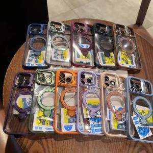 Ốp Điện Thoại Silicone Chống Sốc Từ Tính Cao Cấp Dành Cho iPhone 17/16/15/14/13/12/11 Pro Max Với Giá Đỡ Bảo Vệ Ống Kính Magsafe