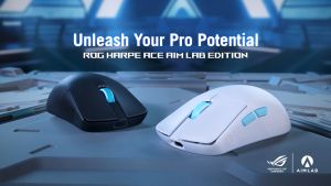 Asus ROG Harpe Ace Aim Lab Edition Gaming Mouse - Black / Moonlight White 54g Ultra-Lightwieght Tri-Mode Connectivity  36000 DPI Sensor 5 Programmable Buttons ROG SpeedNova for Esports & FPS Gaming