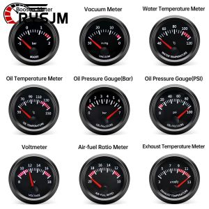 2 52MM 12V Car Gauge Water / Oil Temp With Temp Sensor Volt BAR PSI Oil Press With Sensor Vacuum Boost BAR Air Fuel Ratio EGT