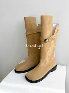 Brushgirl Design Double-Sided Wear Western Boots Dongdaemun Retro Square Head Matte Mid-Calf Boots Korean Style Fashion Boots