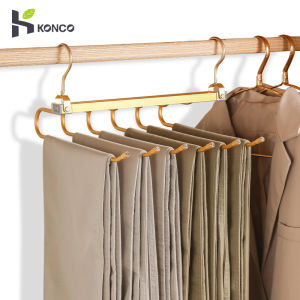 Konco Trouser Hangers Folding 360° Rotatable Pants Tie Scarf Storage Rack Aluminium Alloy Hanger Pants Organizer Space Save