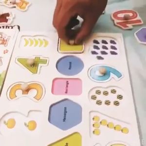 3D Wooden Hand Grab Boards Childrens Educational Cognition Tangram Toys Cartoon 3D Puzzle Gift