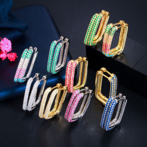 Sequito Phụ Nữ Hợp Thời Trang trang sức Tai Bạc Vàng Đầy Đủ Micro Pave Nhiều Màu Aaa đá Cubic Zirconia Hàng Mới Về đá pha lê Khuyên tai tròn Cho Thanh Se835