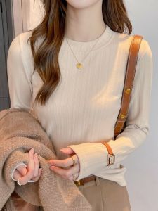 MiiOW | Áo sơ mi dài tay cổ tròn ôm vừa vặn màu đào cho nữ MiiOW FS-1689 Áo lót dày thường ngày mùa đông 2024