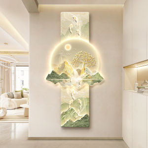 Modern Decorative Painting Morning Sunlight on Golden Mountain Entrance Hall Wall Lamp Scenic View Corridor End Hanging Artwork