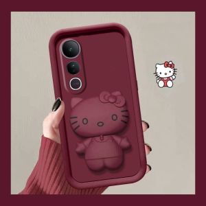 Phone Case VIVO V50 Lite V40 Lite V40 Pro Y19s Y200 Y100 5G 4G Hellokitty Cartoon Mirror Stand Soft Casing Lens Protection Shockproof Back Cover 2025