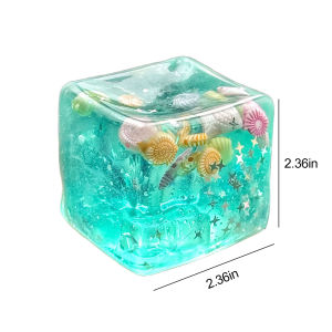Blue Ocean Cube Stress Balls Squishy Maltose Cube Slow Rise Squeeze Toy Sensory Anti-stress Toy for Adults Anxiety Relief Gift