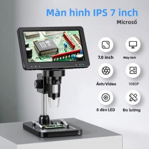 Kính Hiển Vi Kỹ Thuật Số LCD 7 Inch 1200X Kính Hiển Vi Tiền Xu Dành Cho Người Lớn Video 1080P Với Màn Hình Tương Thích Với Windows/Mac OS (DM9)