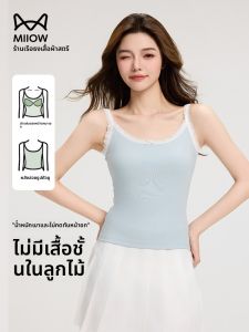MiiOW | เสื้อกั๊กสายเดี่ยวลูกไม้ลายดอกไม้สำหรับผู้หญิง ฤดูร้อน 2025 ทรงเข้ารูป ปกติ คอวี แขนกุด ความยาวปกติ เสื้อคลุมกันหนาว