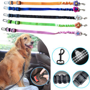 1 Pack Adjustable Dog Seat Belt Elastic & Reflective Style Durable Nylon Material Pet Car Safety Belt Dog Safety Accessory