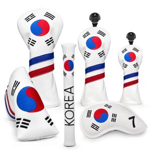 Golf Head Covers Korea Patriotism Golf Head covers for Golf Iron Driver Fairway Hybrid Blade Putter Alignment Stick