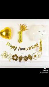 Dây chữ Happy Birthday Happy Anniversary ép kim trang trí sinh nhật tiệc party ngày kỉ niêm phong cách hàn quốc
