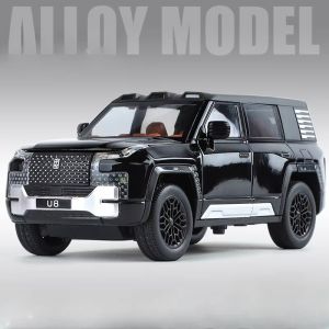 1:24 BYD U8 Delica Camping RV Model Toy Car Shock Absorption Doors Opened Metal Diecast Off-road Vehicle Models Kids Best Gifts