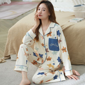 MiiOW | Cat Lady Sleepwear Casual Long Sleeve Spring Autumn Style Womens Home Clothes Set Large Size Comfortable Cotton Polyester Blend