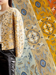 High-End Embroidered Silk Satin Fabric Hanfu Design Smooth Draping Song Jin Flag Robe Hanfu Material Chinese Style Home Fabric