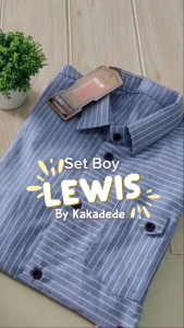 Setelan Anak Laki-Laki Oneset Lewis Kemeja Pendek  Celana Chinos Katun Oxford Premium Kakadede