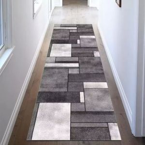 VIKAMA Modern Geometric Runner Carpet Entrance Corridor Non-Slip Mat Dirt Resistant Kitchen Bedroom Carpet Home Decor