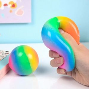 Bóng Hồng Gradient Rainbow Pinch - Đồ Chơi Bóp Giảm Căng Thẳng Bóng Tập Ngón Tay Nhảy Chậm Phục Hồi Cho Trẻ Em