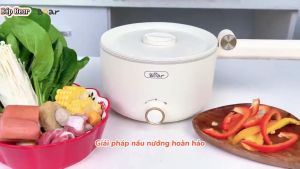 Nồi Điện Mini Bear 16L Nồi Đa Năng Nấu Luộc Xào Có Tay Cầm Gấp Gọn MC-4H16G - Hàng Chính Hãng
