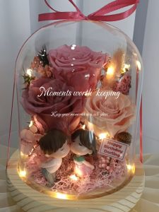 Romantic Couple Surprise Gift Birthday Anniversary Valentine Preserved Flower Glass Dome Tteen Gift