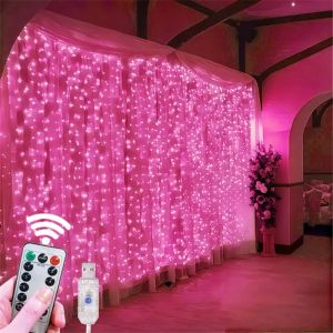 USB Curtain Fairy Lights with Remote Valentine’s Day Atmosphere Decor for Home Party Wedding