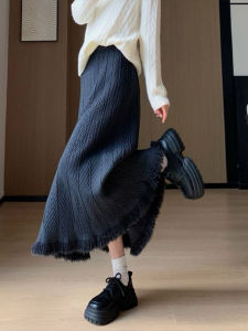 กระโปรงสั้นทรงเอถักหนาสำหรับผู้หญิง กระโปรงทรงเอเอวสูง กระโปรงทรงร่ม กระโปรงทรงเอลำลอง กระโปรงทรงเอยาวปานกลาง สีพื้น