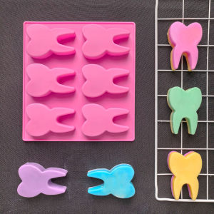 1pc 6-hole tooth shaped silicone mold perfect for cakes desserts jellies cheesecakes ice cubes bread baking pans etc
