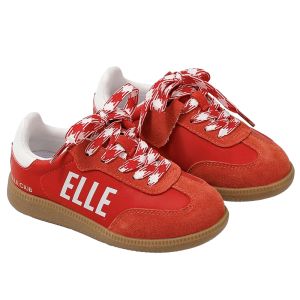 Elle Kids Retro Sport Shoes for Boys And Girls in Red Casual Sneakers Childrens Footwear Synthetic Leather Upper Anti-Slip Rubber Sole