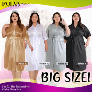FOLVA Kimono Wanita Sleeping Robe Baju Tidur Satin Big Size XL