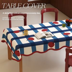 HOUGOUXIANG | Dopamine Style Cartoon Apple Imitation Linen Tablecloth