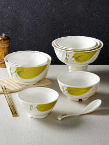 Xiangyuan Beautiful Melamine Dinnerware Soup Bowl Commercial Simulation Porcelain Plastic Rice Bowl Restaurant Hotel Breakfast Shop Large Bowl Porridge Bowl