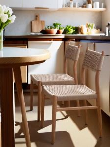MU FENG ZHI NAN | Retro Style Rattan Weave Back Solid Wood Dining Chair