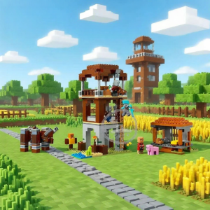Minecraft Pillager Outpost and Ravager Building Block Set