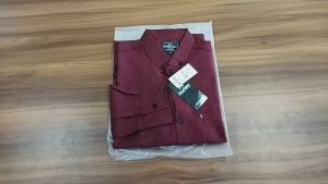 Kemeja Polos Pria Lengan Panjang Hem Slimfit Bahan Licin Klambi Cowok Kelambi Warna Maroon Premium