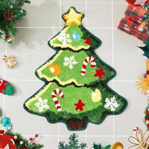 Thảm Trải Sàn Chống Trượt Hình Cây Thông Noel Màu Hồng VIKAMA Thảm Trang Trí Trong Nhà Dễ Thương Cho Phòng Ngủ Phòng Khách Phòng Trẻ Em - Chất Liệu Nỉ Ấm Áp Giặt Máy Được