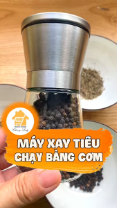Cối Xay Tiêu Cầm Tay Chất Liệu INOX Cao Cấp Nhỏ Gọn - Răng Nghiền Bằng Sứ Lọ Đựng Gia Vị Tiện Lợi Xay Hạt Tiêu Muối Ớt