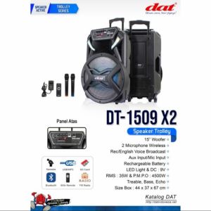 speaker karaoke dat DT 1509 X2 with trolley and bluetooth system