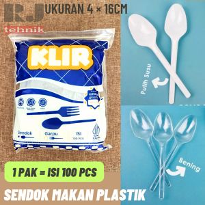 Sendok Makan Plastik Putih Bening Nasi Kotak Bungkus 1 Pak isi 100 pcs