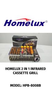 HOMELUX HPB-8008B PORTABLE DAPUR GAS COOKER STOVE 2 IN 1 INFRARED SMOKELESS GRILL PLATE OUTDOOR COOKING BBQ 煤气炉 Ediyonline Ediy