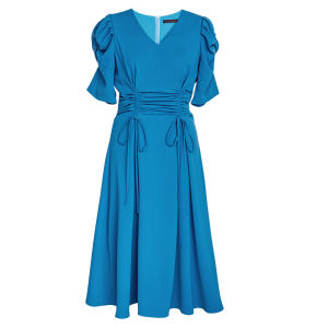 Roey s house | V-Neck Puffed Skirt Dress for Women Blue