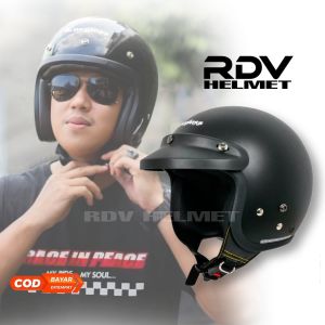 Paket Mudik Helm bogo full face half face retro clasic set google mask original SNI hitam doff dan glosy free stiker carglos murah promo packing box