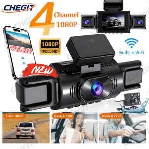 360°Car DashCam 4Channels WIFI Video Recorder 1080P Car DVR 3/4 lens Front inside optional WIFI Rear View Night Vision Black Box