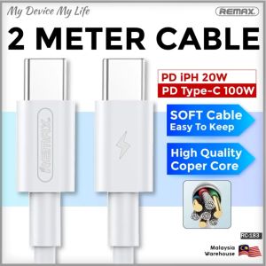 REMAX RC-183 2 Meter PD Cable Type C 100W iPH 20W Fast Charging Data Cable