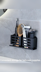 Self-Adhesive Storage Shelf Toothbrush Holder for Bathrooms Holds Electric Toothbrushes Toothpaste & Razors with Wall-Mounted & Space-Saving Design for Showers